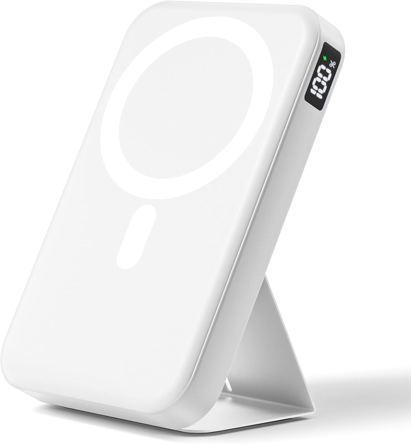 CARGADOR PORTÁTIL MAGNÉTICO, BANCO DE ENERGÍA DE 10000 MAH CON SOPORTE PLEGABLE DE CUERO, ESENCIALES DE VIAJE, USB-C DE 20 W - 1