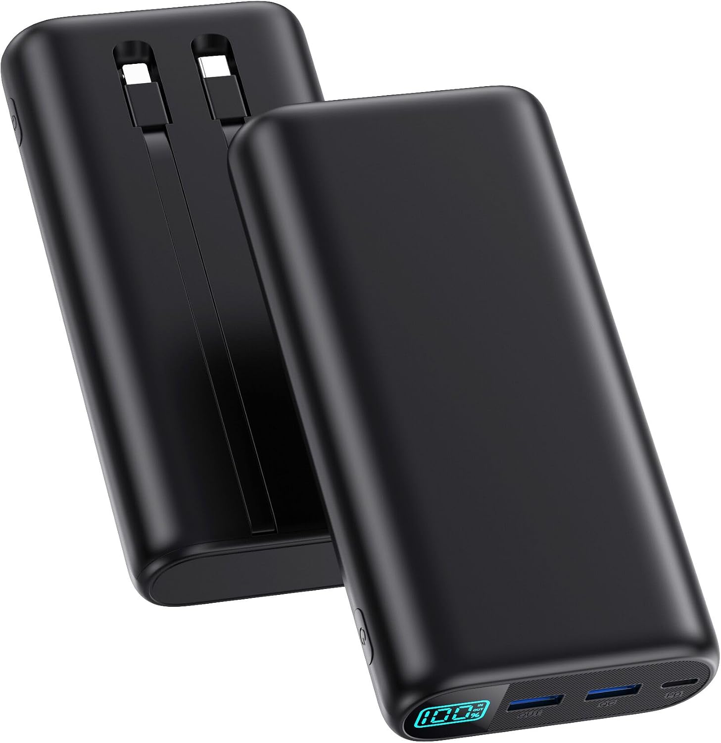 CARGADOR PORTÁTIL 40,800MAH BANCO DE ENERGÍA CON CABLES INTEGRADOS, 5 SALIDAS USB PAQUETE DE BATERÍA DE RESPALDO, 25W PD USB - 1