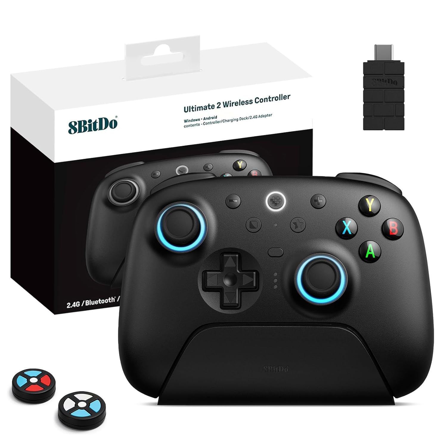 8BITDO ULTIMATE 2 WIRELESS 2.4G CONTROLLER TMR JOYSTICK UPDATE , STAR-RING RGB LIGHTS, ADJUSTABLE TRIGGER LOCKS, GAMEPAD - 1