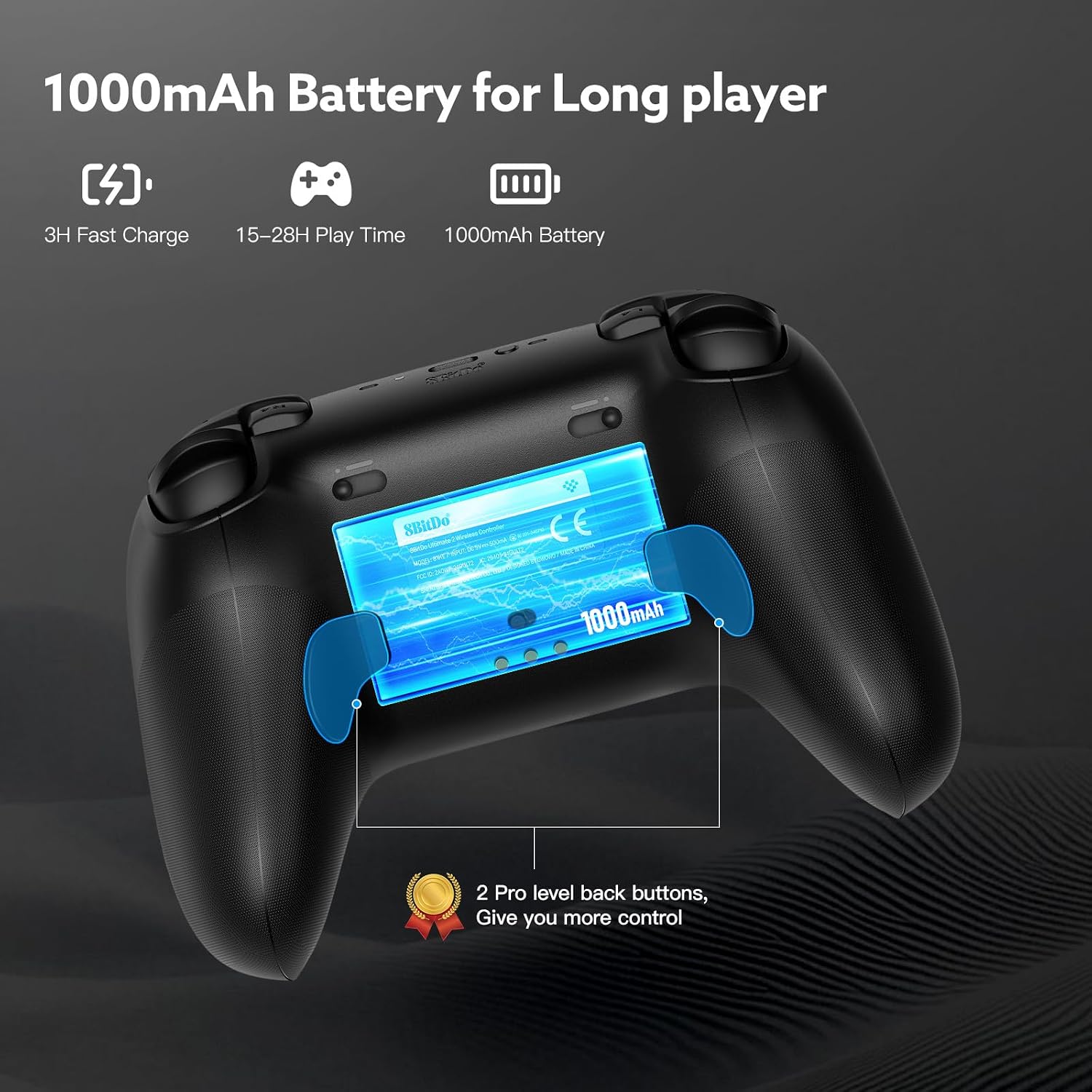8BITDO ULTIMATE 2 WIRELESS 2.4G CONTROLLER TMR JOYSTICK UPDATE , STAR-RING RGB LIGHTS, ADJUSTABLE TRIGGER LOCKS, GAMEPAD - 6