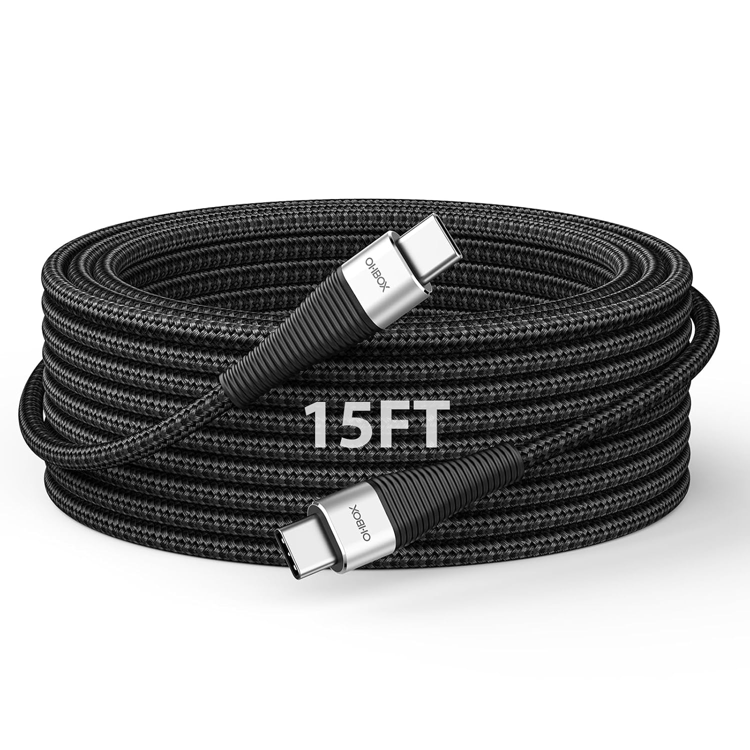 CABLE USB C A USB C EXTRA LARGO DE 15 PIES 100W, CABLE CARGADOR USB C DE CARGA RÁPIDA TRENZADO, CABLE TIPO C PARA IPHONE 17 - 1