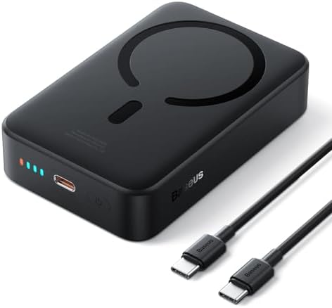 BASEUS MAGSAFE - PAQUETE DE BATERÍAS DE 20000 MAH, CARGADOR PORTÁTIL INALÁMBRICO, PD 20 W, USB C, BATERÍA DE CARGA RÁPIDA, - 6