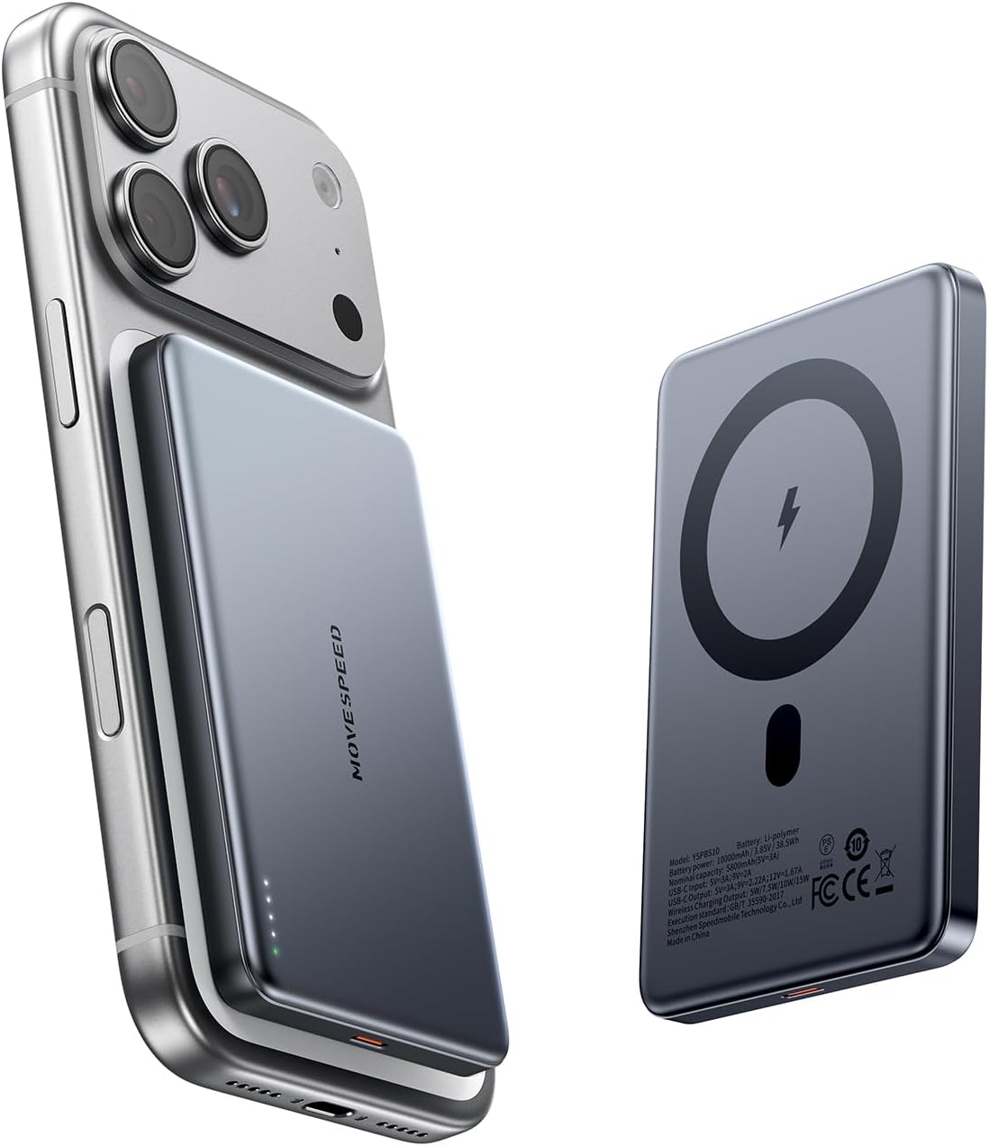 MOVE SPEED 0.5 10,000MAH BANCO DE ENERGÍA MAGNÉTICO, CARGADOR PORTÁTIL MAGSAFE PARA IPHONE 17 AIR ACCESORIOS, PAQUETE - 1
