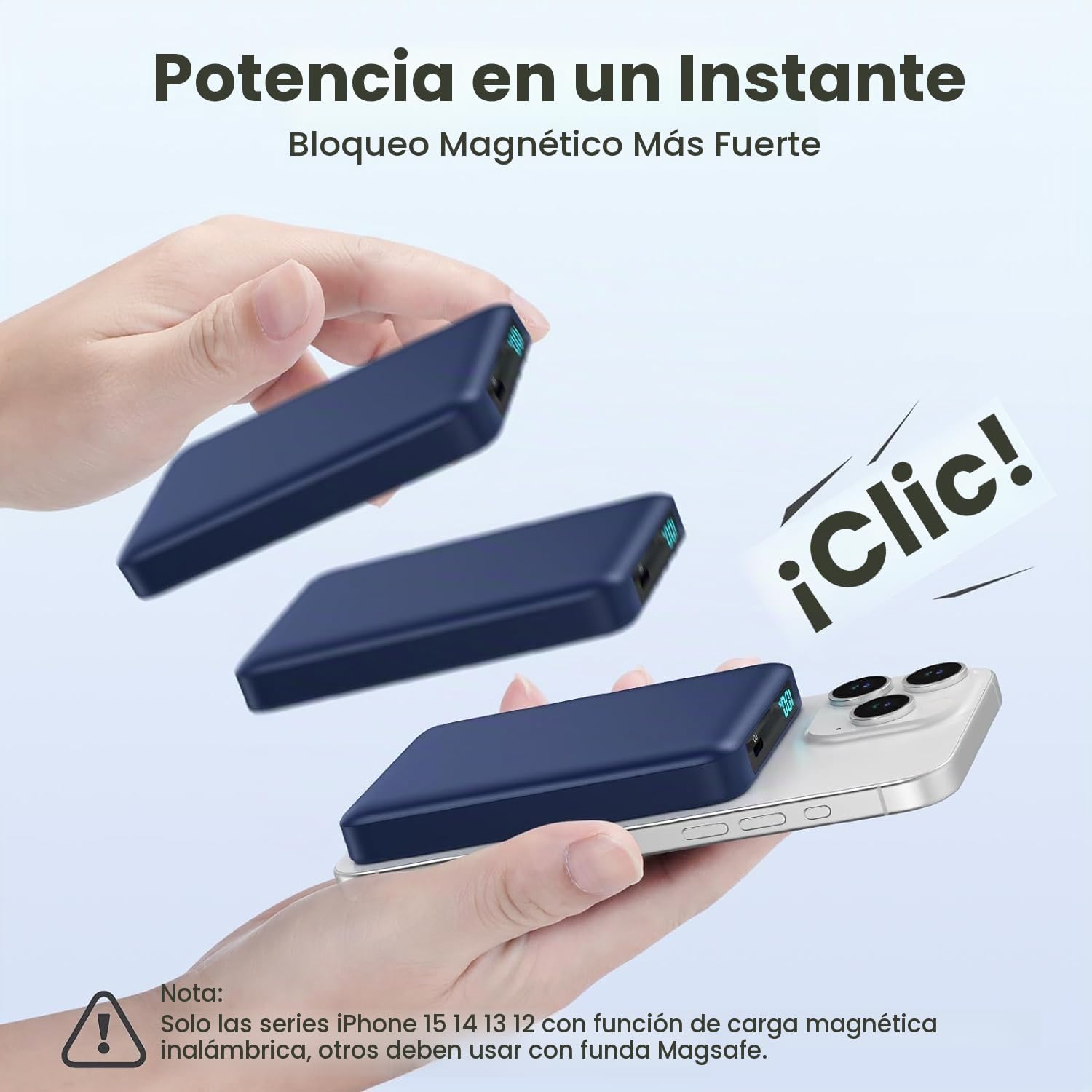 CARGADOR PORTÁTIL MAGNÉTICO DE 10800 MAH PARA BATERÍA MAGSAFE, BANCO DE ENERGÍA INALÁMBRICO CON ENTRADA USB C Y SALIDA PD - 6