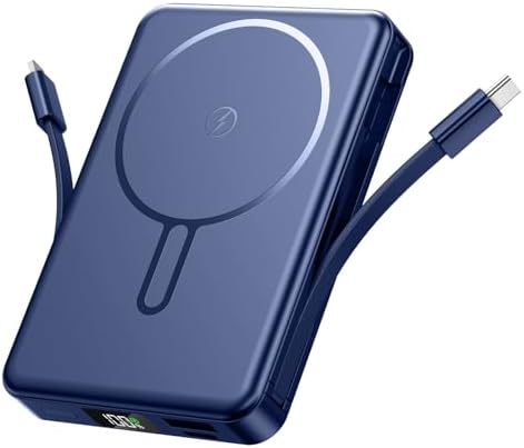 CARGADOR PORTÁTIL MAGNÉTICO, CARGADOR DE BATERÍA DE CARGA RÁPIDA DE 22.5 W, 10000 MAH, CARGADOR PORTÁTIL CON CABLE - 6