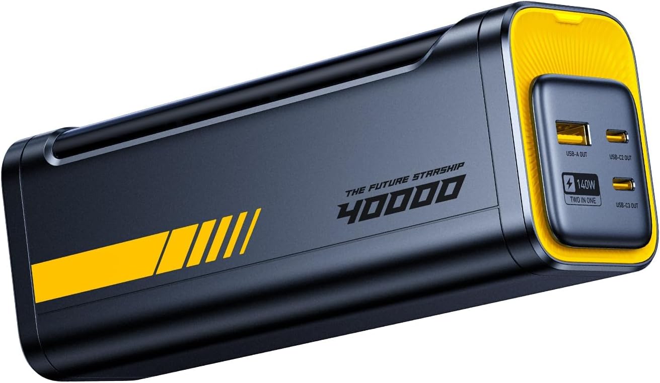 AOHI BANCO DE ENERGÍA PARA PORTÁTIL PD3.1 DE 140 W, ESTACIÓN DE CARGA RÁPIDA DE 40000 MAH, THE FUTURE STARSHIP 2 EN 1, - 1
