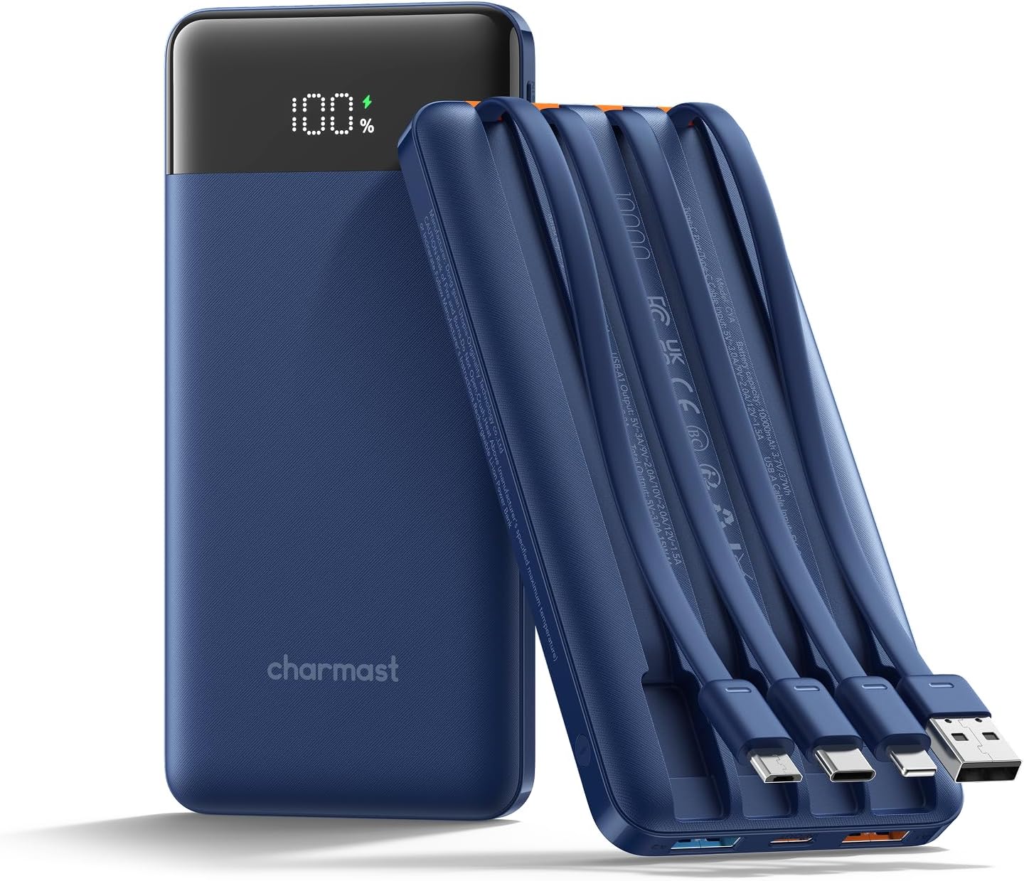CHARMAST CARGADOR PORTÁTIL DE CARGA RÁPIDA, 4 CABLES INCORPORADOS, 6 SALIDAS Y 4 ENTRADAS - 1