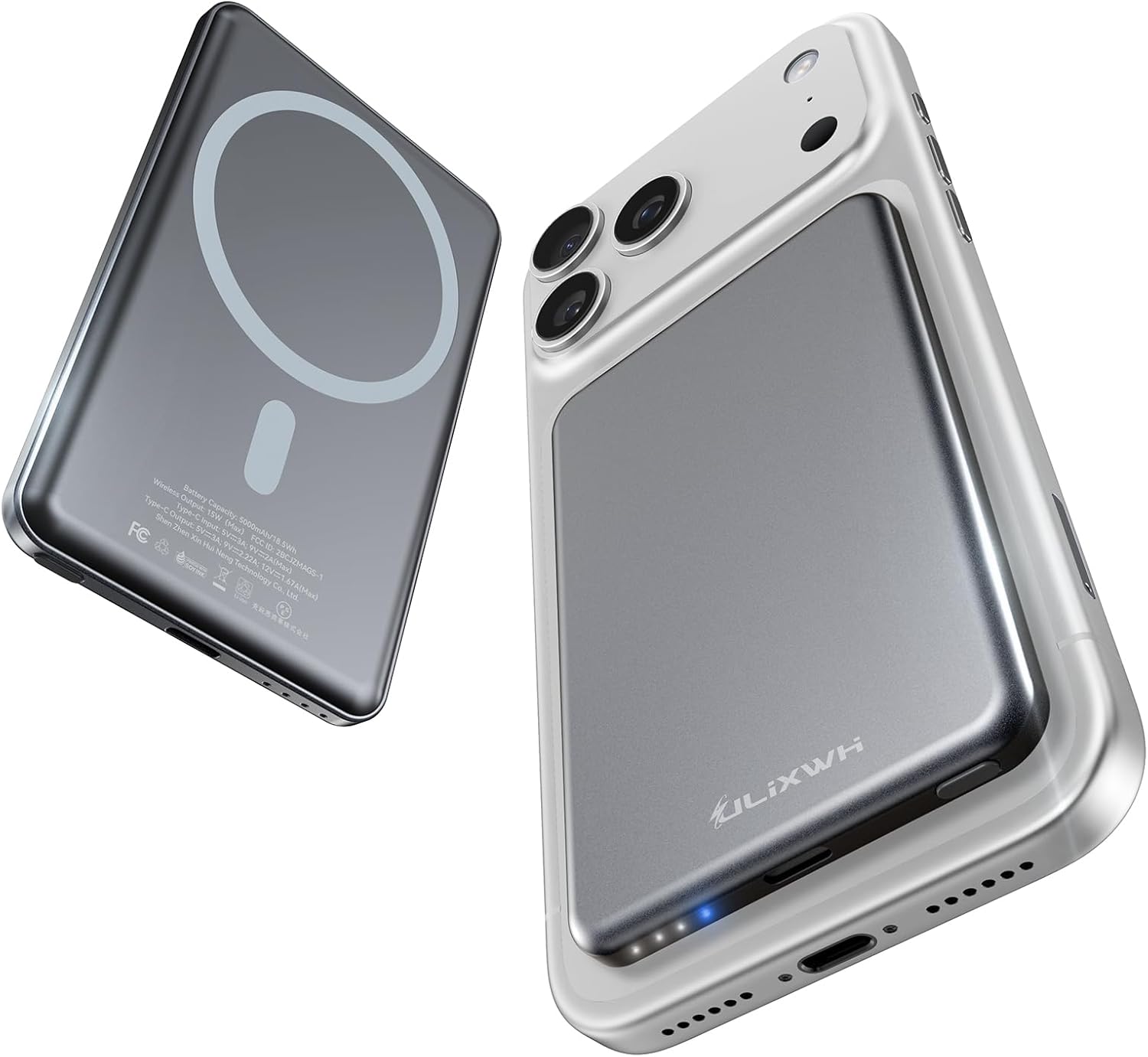 ULIXWH 0.3 ULTRA SLIM HECHO DE ALEACIÓN PARA MAGSAFE CARGADOR PORTÁTIL PARA IPHONE, 5000MAH DE CARGA RÁPIDA BANCO DE ENERGÍA - 1