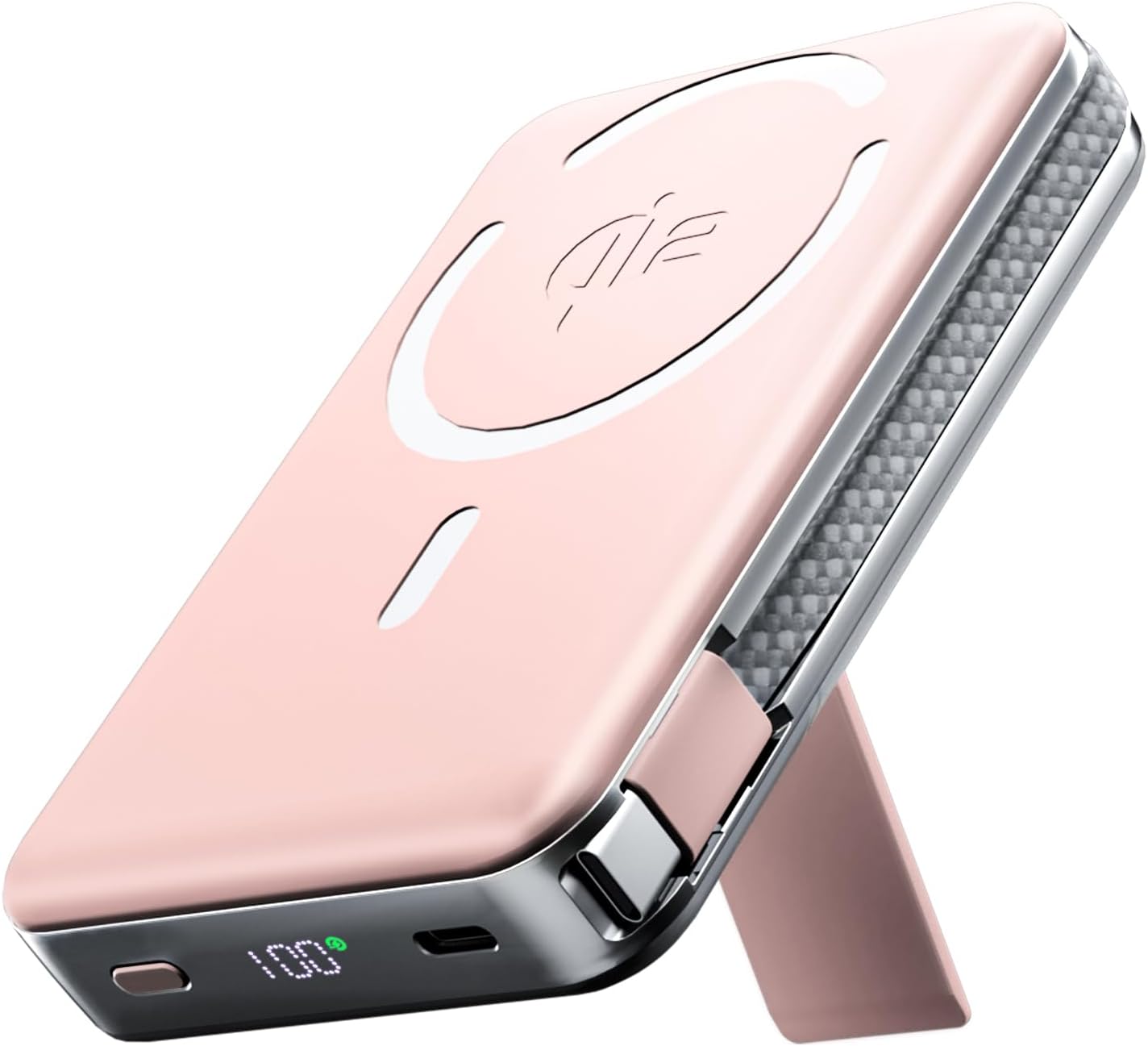 QI2 - BANCO DE ENERGÍA MAGNÉTICO DE 35 W Y 10000 MAH, CARGADOR PORTÁTIL DELGADO CON CABLE USB-C Y SOPORTE PLEGABLE, BATERÍA - 1
