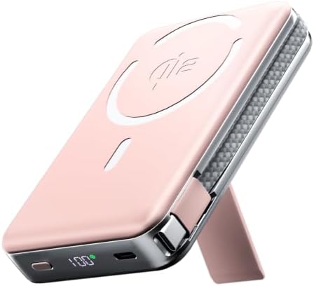 QI2 - BANCO DE ENERGÍA MAGNÉTICO DE 35 W Y 10000 MAH, CARGADOR PORTÁTIL DELGADO CON CABLE USB-C Y SOPORTE PLEGABLE, BATERÍA - 6