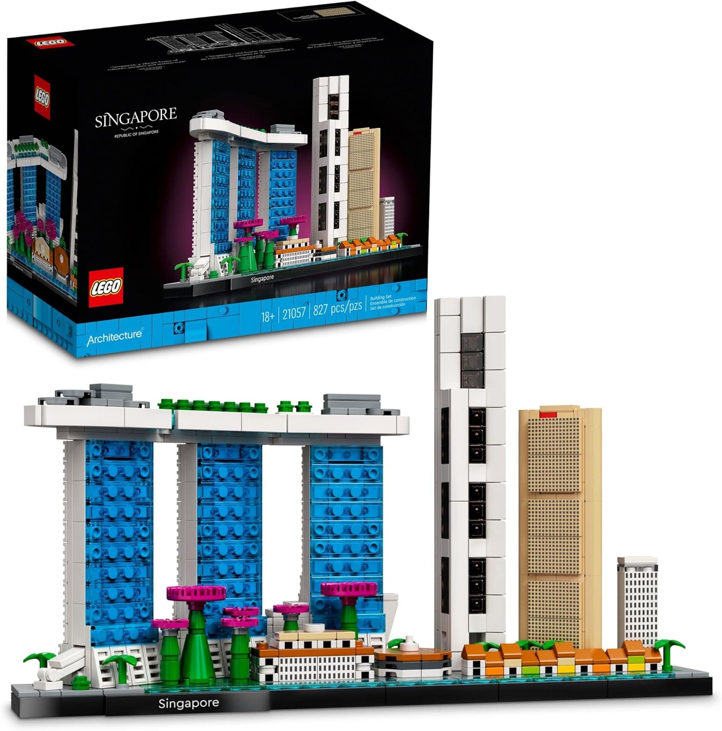 LEGO ARCHITECTURE SINGAPORE 21057 - JUEGO DE CONSTRUCCIÓN, COLECCIÓN SKYLINE, MODELO DE CONSTRUCCIÓN DE ARQUITECTURA - 1