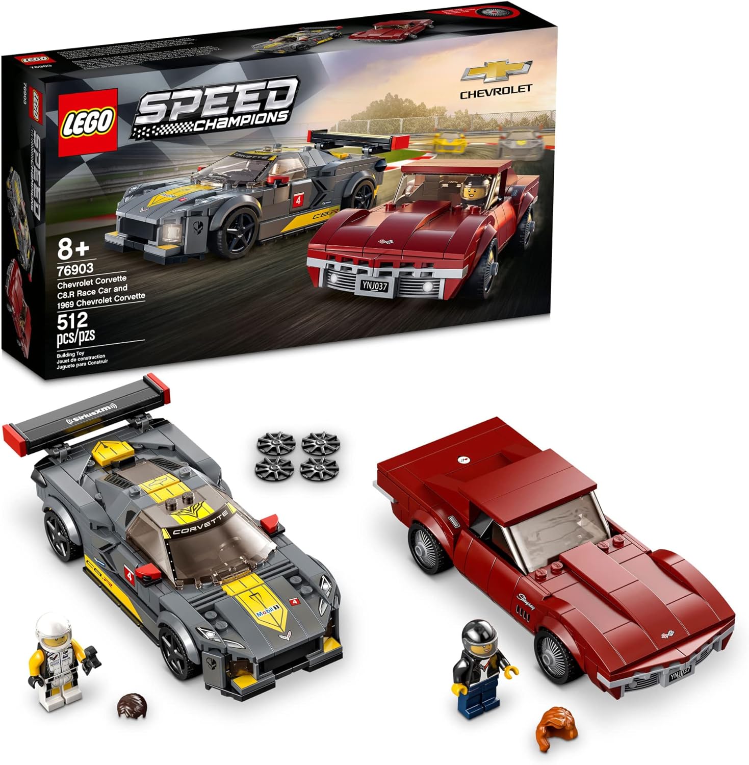 LEGO SPEED CHAMPIONS CHEVROLET CORVETTE C8.R RACE CAR Y 1969 CHEVROLET CORVETTE 76903 KIT DE CONSTRUCCIÓN NUEVO 2021 512 - 1
