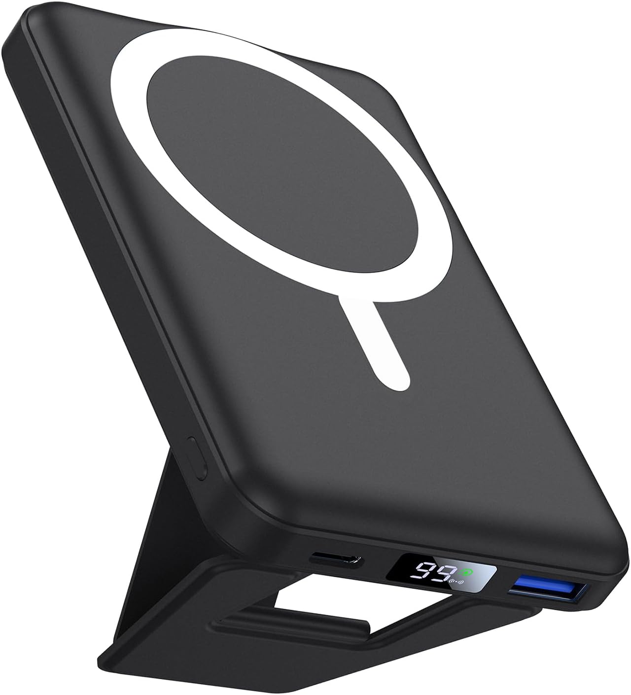 AOGUERBE PARA MAGSAFE BANCO DE ENERGÍA, PAQUETE DE BATERÍA MAGNÉTICA PLEGABLE DE 10000MAH CON PANTALLA LED, CARGADOR - 1
