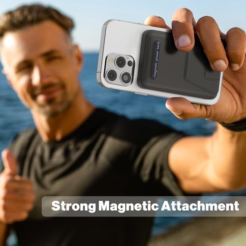 AOGUERBE PARA MAGSAFE BANCO DE ENERGÍA, PAQUETE DE BATERÍA MAGNÉTICA PLEGABLE DE 10000MAH CON PANTALLA LED, CARGADOR - 6