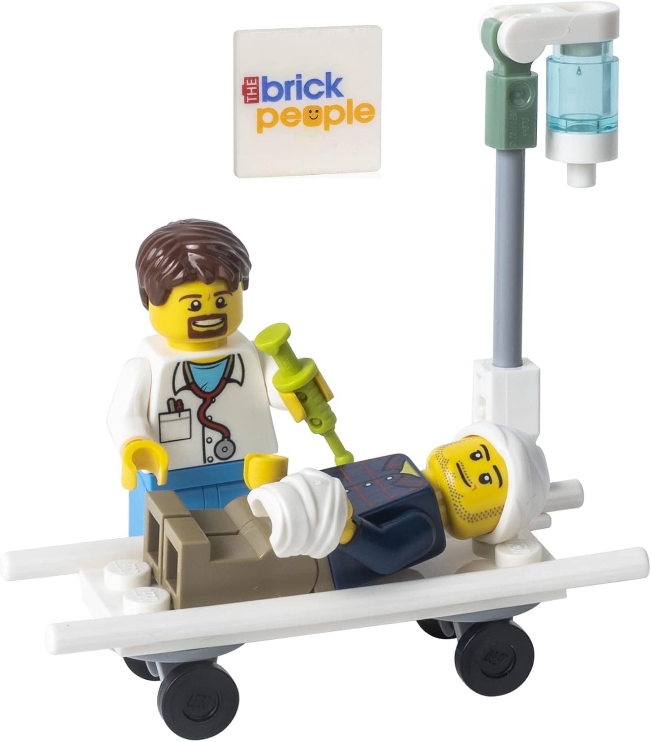LEGO CIUDAD: MÉDICO Y PACIENTE CON CAMILLA Y IV - 1