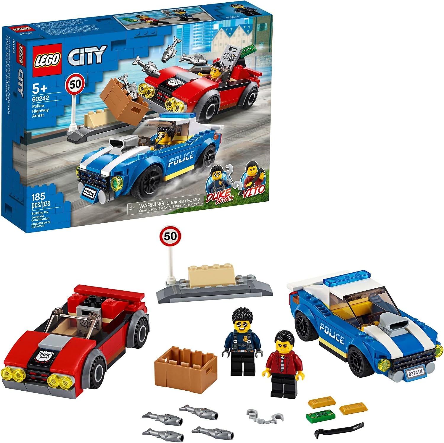LEGO CITY POLICE HIGHWAY ARREST 60242 JUGUETE POLICIAL, DIVERTIDO JUEGO DE CONSTRUCCIÓN PARA NIÑOS 185 PIEZAS - 1