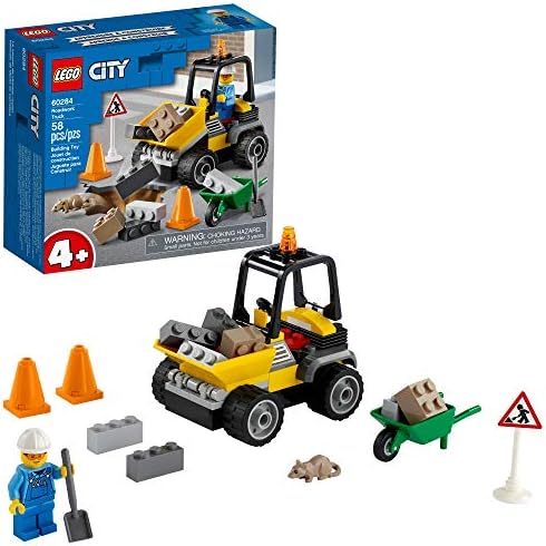 LEGO CITY ROADWORK TRUCK 60284 KIT DE CONSTRUCCIÓN DE JUGUETE JUEGO DE CONSTRUCCIÓN DE OBRAS VIALES GENIALES PARA NIÑOS, - 6