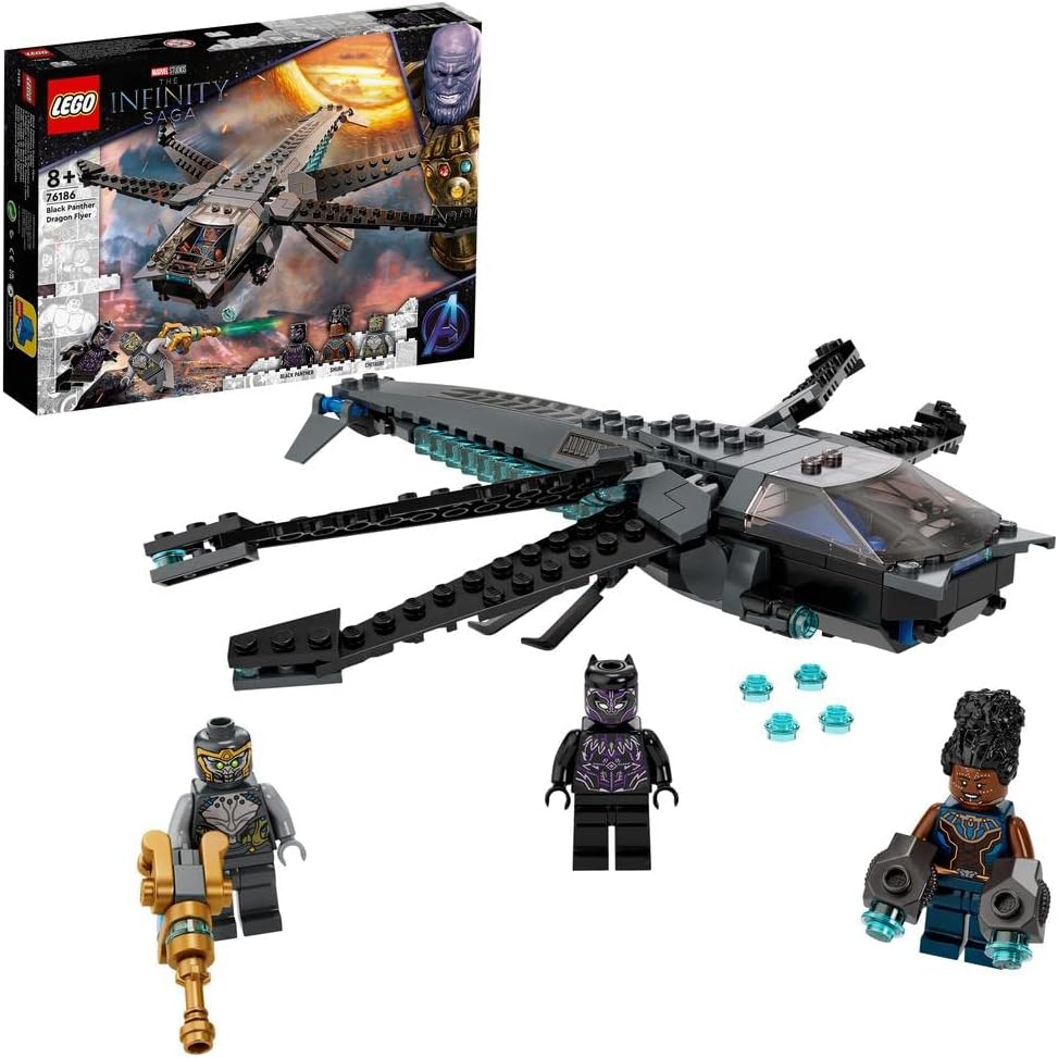 LEGO SUPER HEROES MARVEL BLACK PANTHER DRAGON FLYER 76186 KIT DE CONSTRUCCIÓN DE JUGUETE CREA LA ESCENA FINAL DE BATALLA - 1