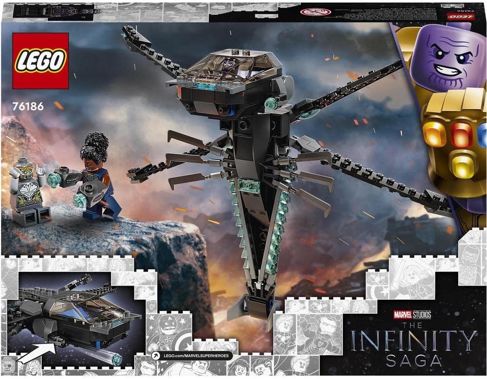 LEGO SUPER HEROES MARVEL BLACK PANTHER DRAGON FLYER 76186 KIT DE CONSTRUCCIÓN DE JUGUETE CREA LA ESCENA FINAL DE BATALLA - 5