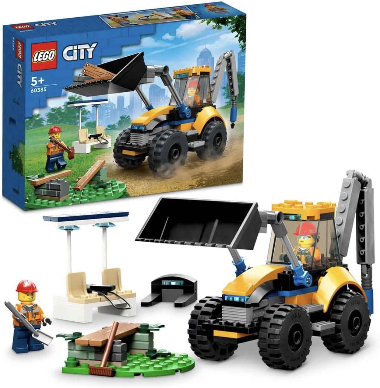 LEGO 60385 CITY GREAT VEHICLES - JUEGO DE CONSTRUCCIÓN DE EXCAVADORA CON MINI FIGURAS Y ACCESORIOS, IDEA DE REGALO, KIT - 1