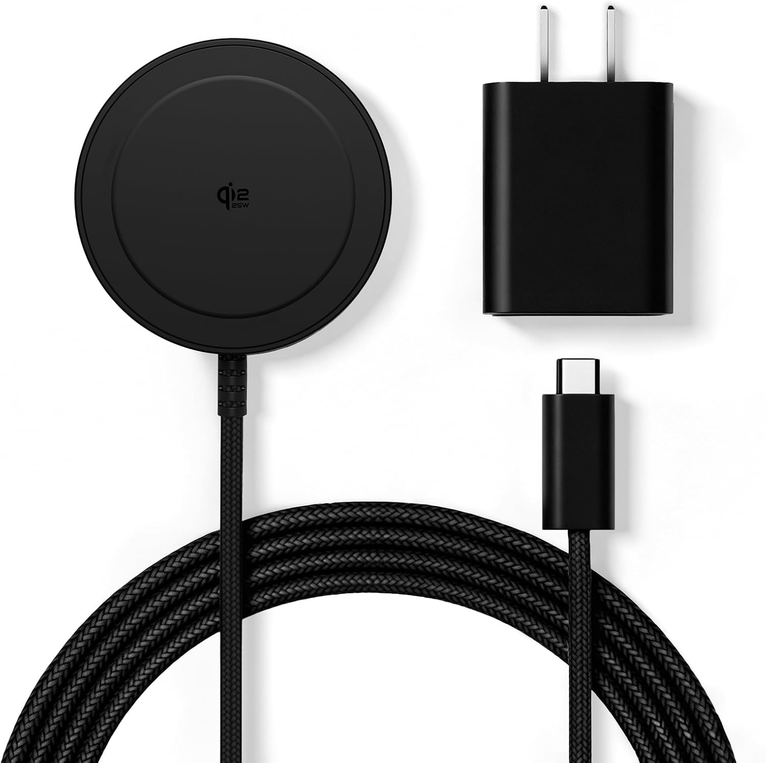 CARGADOR INALÁMBRICO MAGNÉTICO, ALMOHADILLA DE CARGA RÁPIDA QI2 DE 25 W DE 5 PIES COMPATIBLE CON MAGSAFE PARA IPHONE - 1