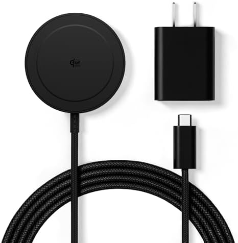 CARGADOR INALÁMBRICO MAGNÉTICO, ALMOHADILLA DE CARGA RÁPIDA QI2 DE 25 W DE 5 PIES COMPATIBLE CON MAGSAFE PARA IPHONE - 4