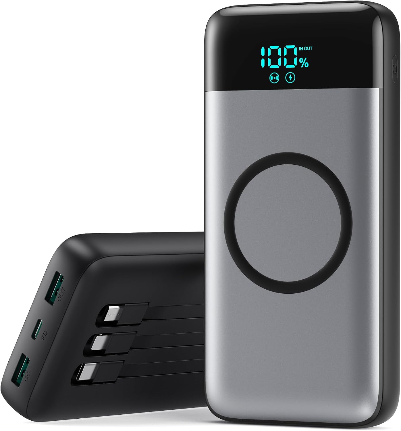 CARGADOR PORTÁTIL INALÁMBRICO DE 40800 MAH CON 3 CABLES INTEGRADOS, BATERÍA DE CARGA INALÁMBRICA 7 EN 1 DE 15 W, 25 W PD QC - 1