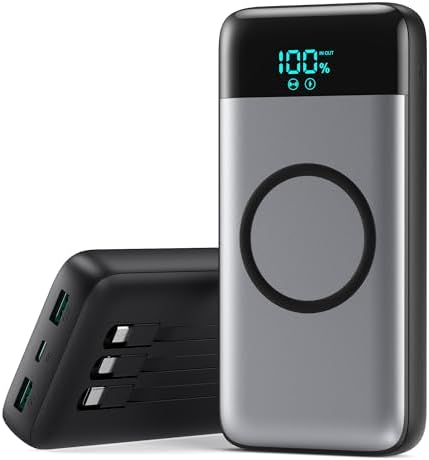 CARGADOR PORTÁTIL INALÁMBRICO DE 40800 MAH CON 3 CABLES INTEGRADOS, BATERÍA DE CARGA INALÁMBRICA 7 EN 1 DE 15 W, 25 W PD QC - 6