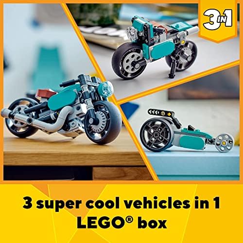 LEGO CREATOR 31135 - JUEGO DE MOTOCICLETA VINTAGE 3 EN 1, SE TRANSFORMA DE JUGUETE CLÁSICO DE MOTOCICLETA A BICICLETA - 6