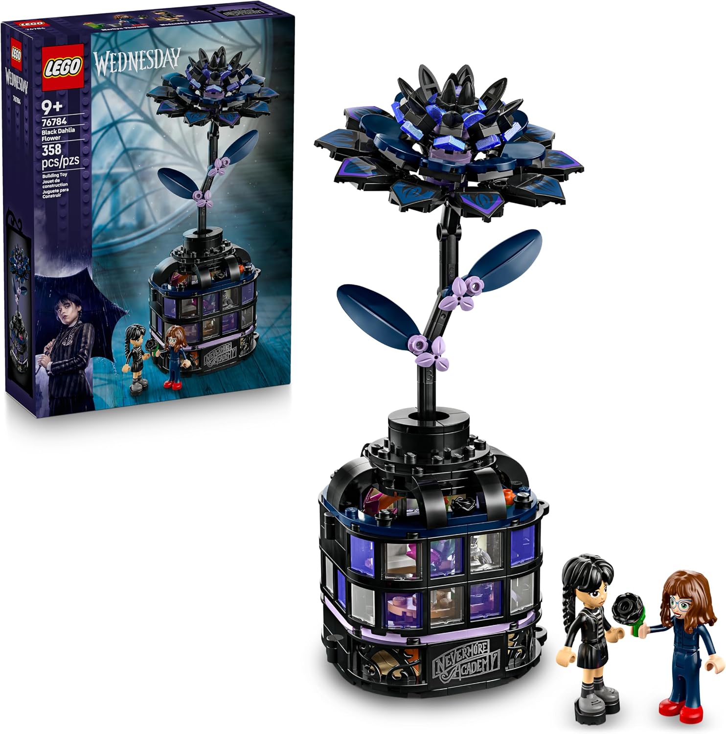 LEGO WEDNESDAY - JUGUETE DE CONSTRUCCIÓN DE FLORES DE DALIA NEGRA, JUEGO DE SIMULACIÓN PARA NIÑAS Y NIÑOS, A PARTIR DE 9 - 1