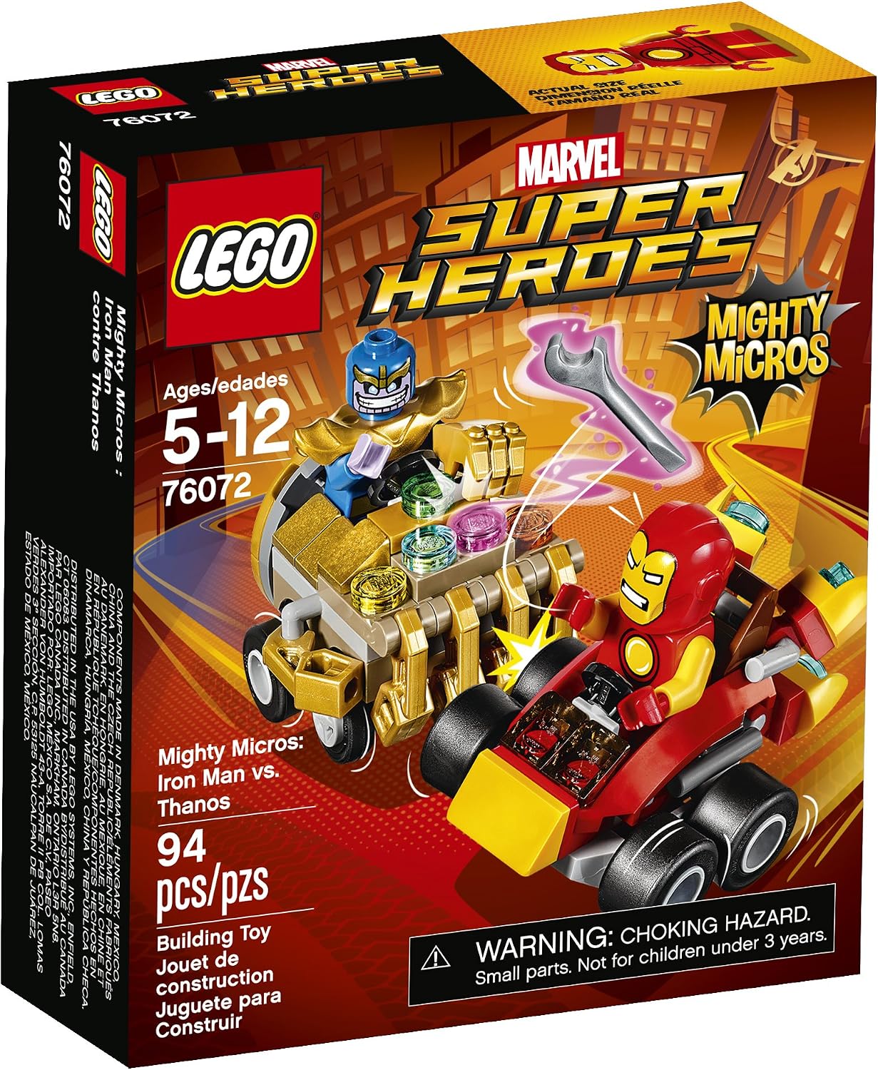 FIGURAS SUPER HÉROES MIGHTY MICROS DE LEGO: IRON MAN VS. THANOS 76072, KIT PARA ARMAR - 1