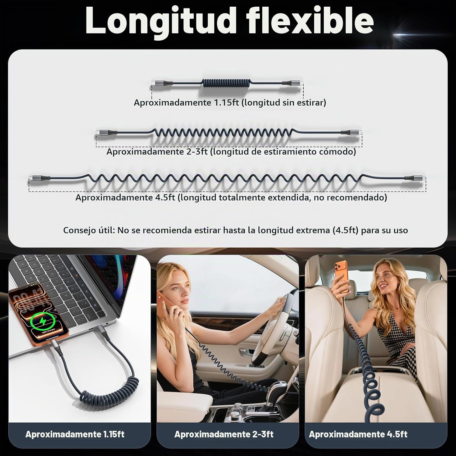 CABLE USB C DE 3 PIES, PAQUETE DE 2 CABLES DE CARGA USB C A USB C - 2