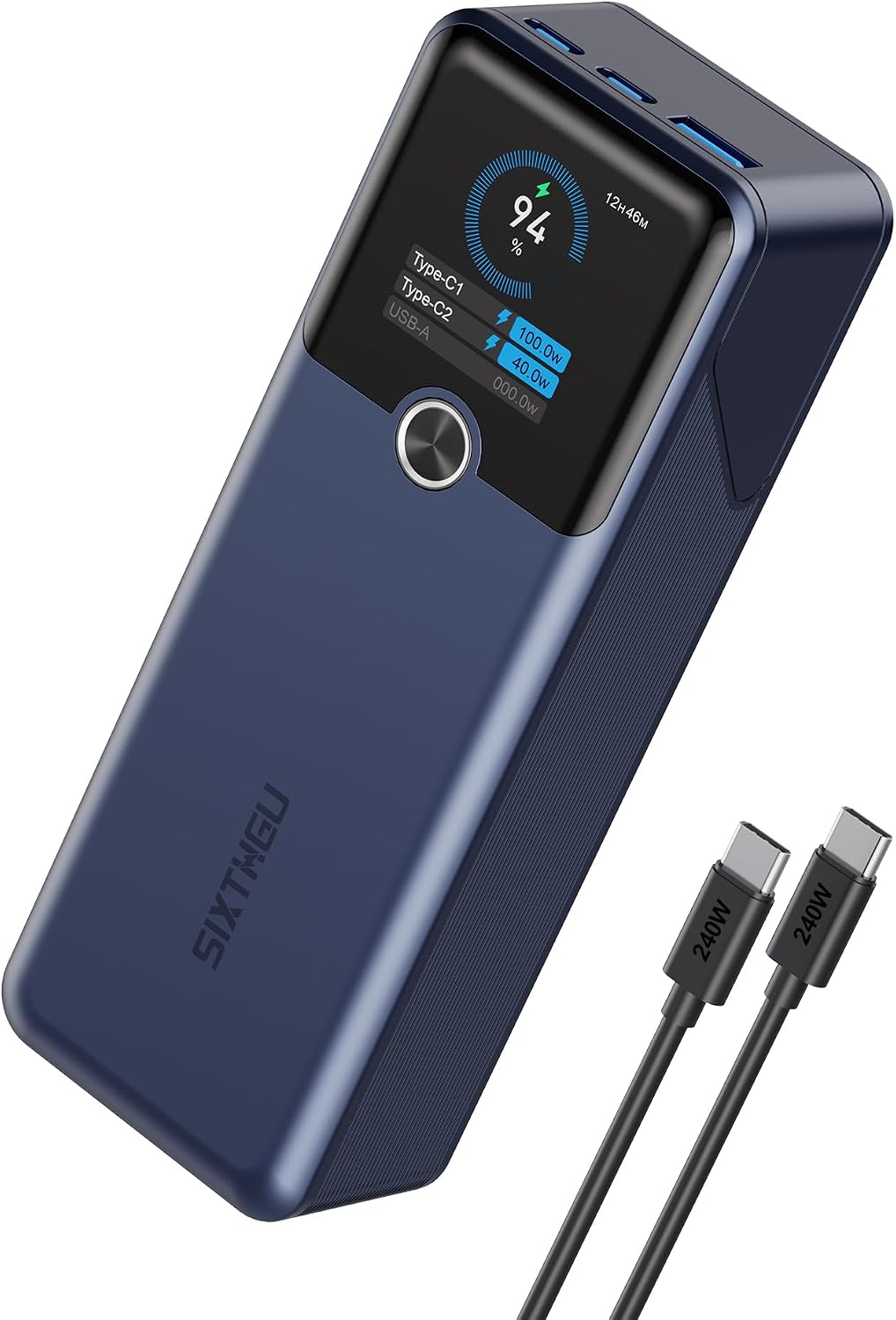 SIXTHGU BANCO DE ENERGÍA PARA PORTÁTIL, 20000 MAH, CARGADOR PORTÁTIL DE 3 PUERTOS CON CARGA RÁPIDA DE 140 W, PANTALLA - 1