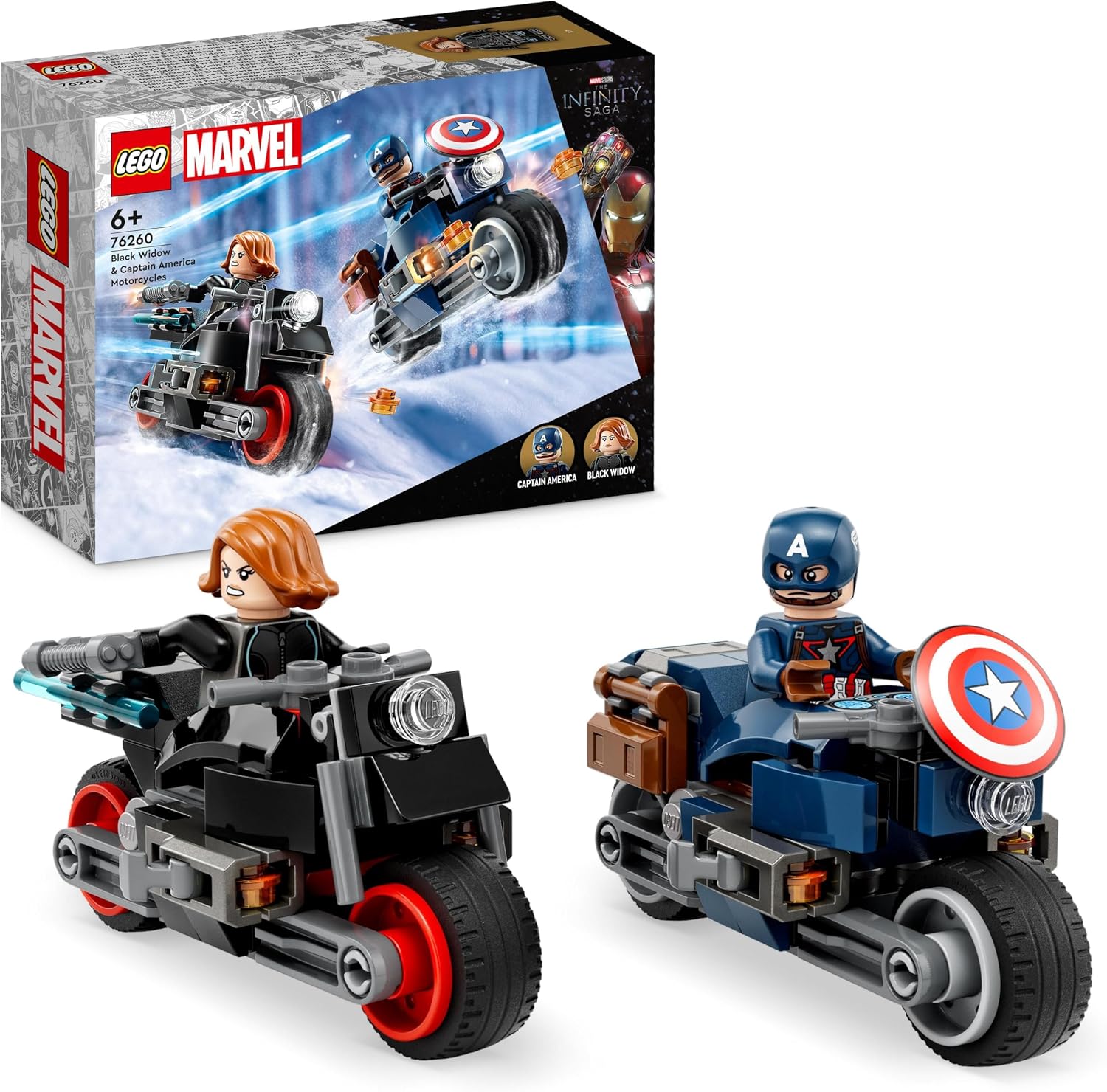 LEGO MARVEL 76260 VIUDA NEGRA Y CAPITÁN AMÉRICA MOTOCICLETAS VENGADORES EDAD DE ULTRÓN JUGUETE - 1