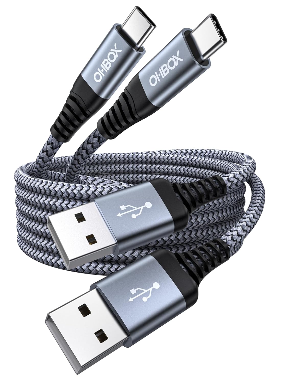 CABLE USB A USB C DE 60 W DE CARGA RÁPIDA 2 UNIDADES DE 6 PIES , CABLE USB A A USB C PARA CARPLAY, CABLE USB TIPO C TRENZADO - 1