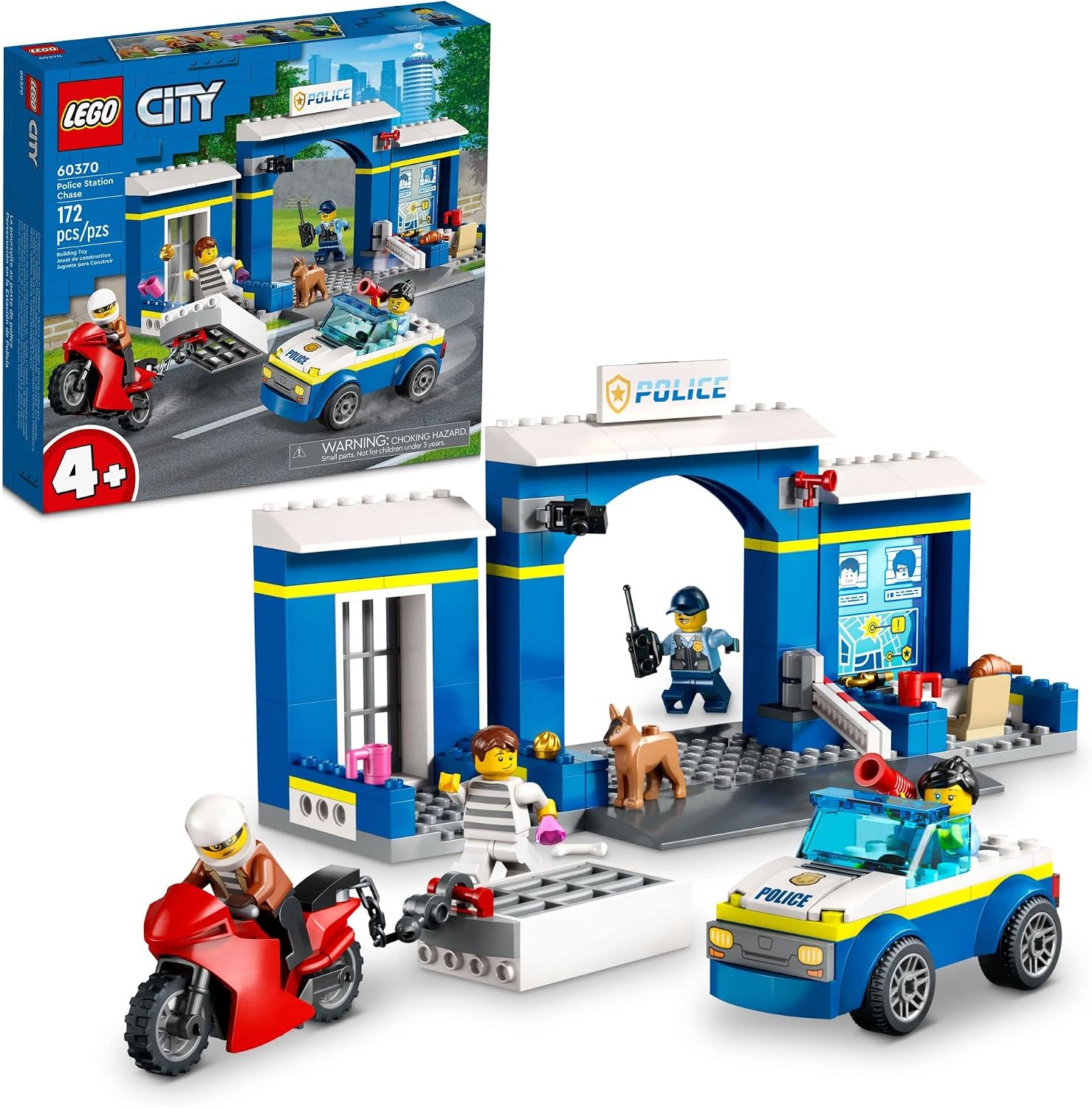 ESTACIÓN DE POLICÍA DE LA CIUDAD DE LEGO CHASE 60370, JUEGO DE JUGUETES CON COCHE Y MOTOCICLETA, FUGA DE LA CÁRCEL, 4 - 1