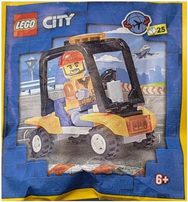 LEGO TRABAJADOR DEL AEROPUERTO CON COCHE DE SERVICIO EN PAPEL DE ALUMINIO/PAQUETE DE PAPEL - 1