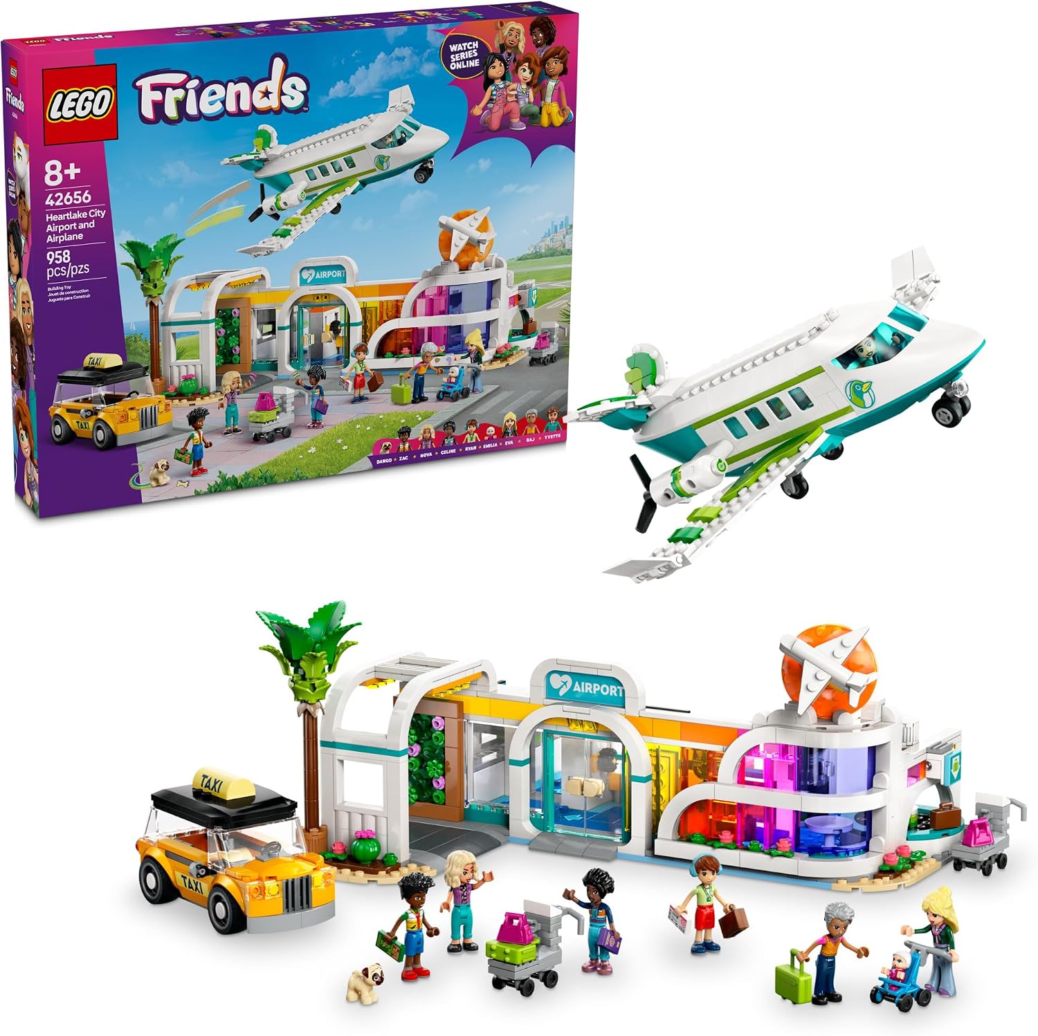 LEGO FRIENDS HEARTLAKE CITY AEROPUERTO Y JUEGO DE CONSTRUCCIÓN DE AVIÓN - JUEGO DE SIMULACIÓN PARA NIÑOS, NIÑAS Y NIÑOS, - 1