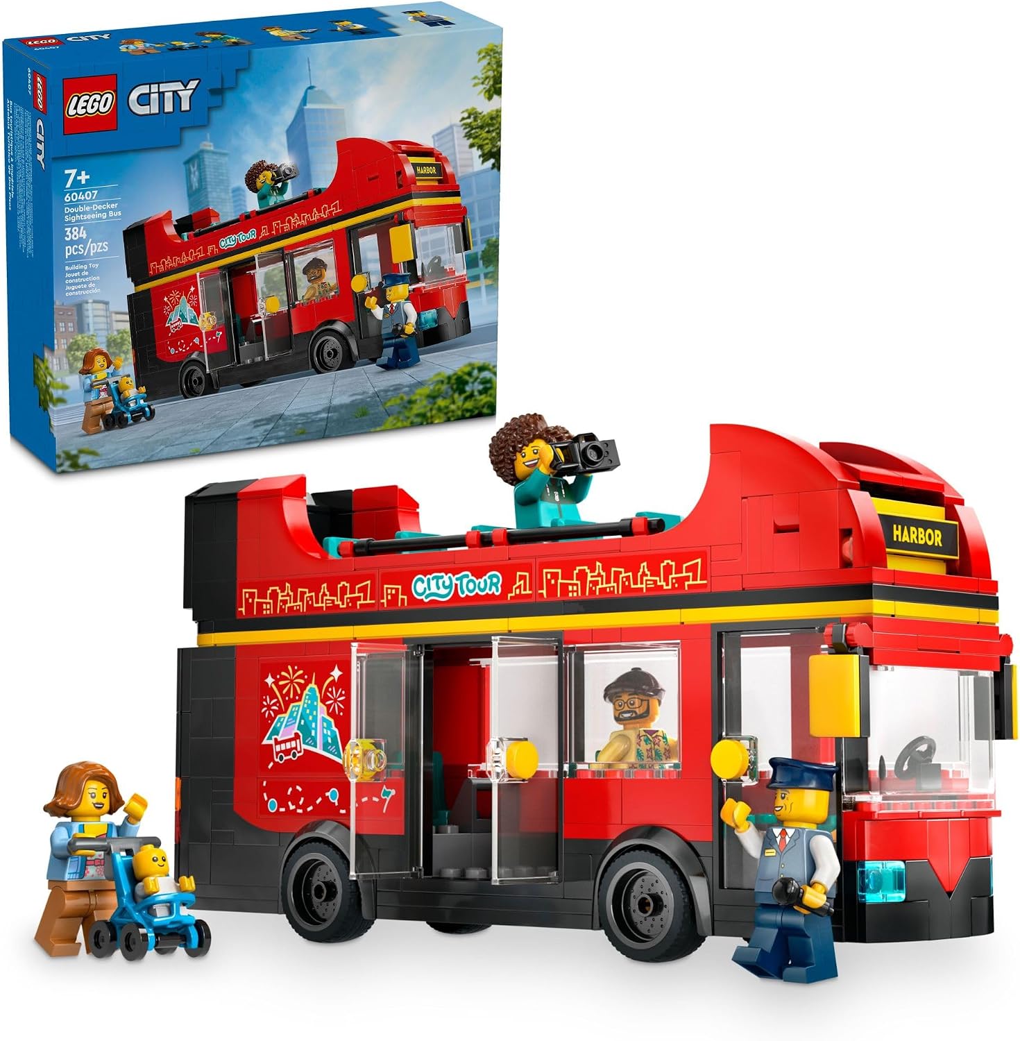 LEGO CITY RED - JUEGO DE VEHÍCULOS DE JUGUETE DE AUTOBÚS TURÍSTICO DE DOS PISOS, REGALO DE CUMPLEAÑOS PARA NIÑOS DE 7 AÑOS, - 1