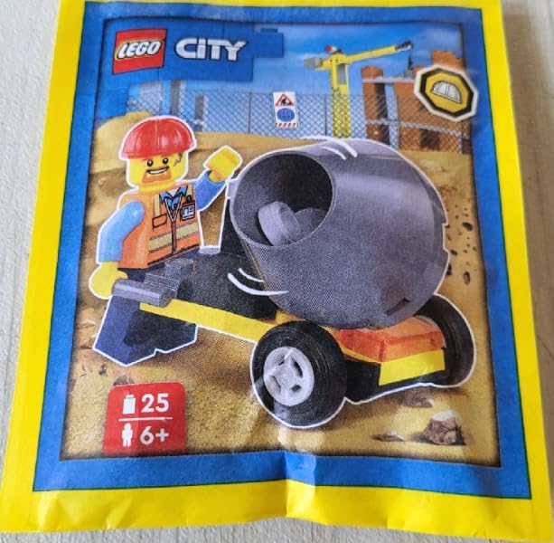 LEGO CIUDAD: MINIFIGURA DEL TRABAJADOR DE LA CONSTRUCCIÓN CON MEZCLADOR DE CEMENTO - 4