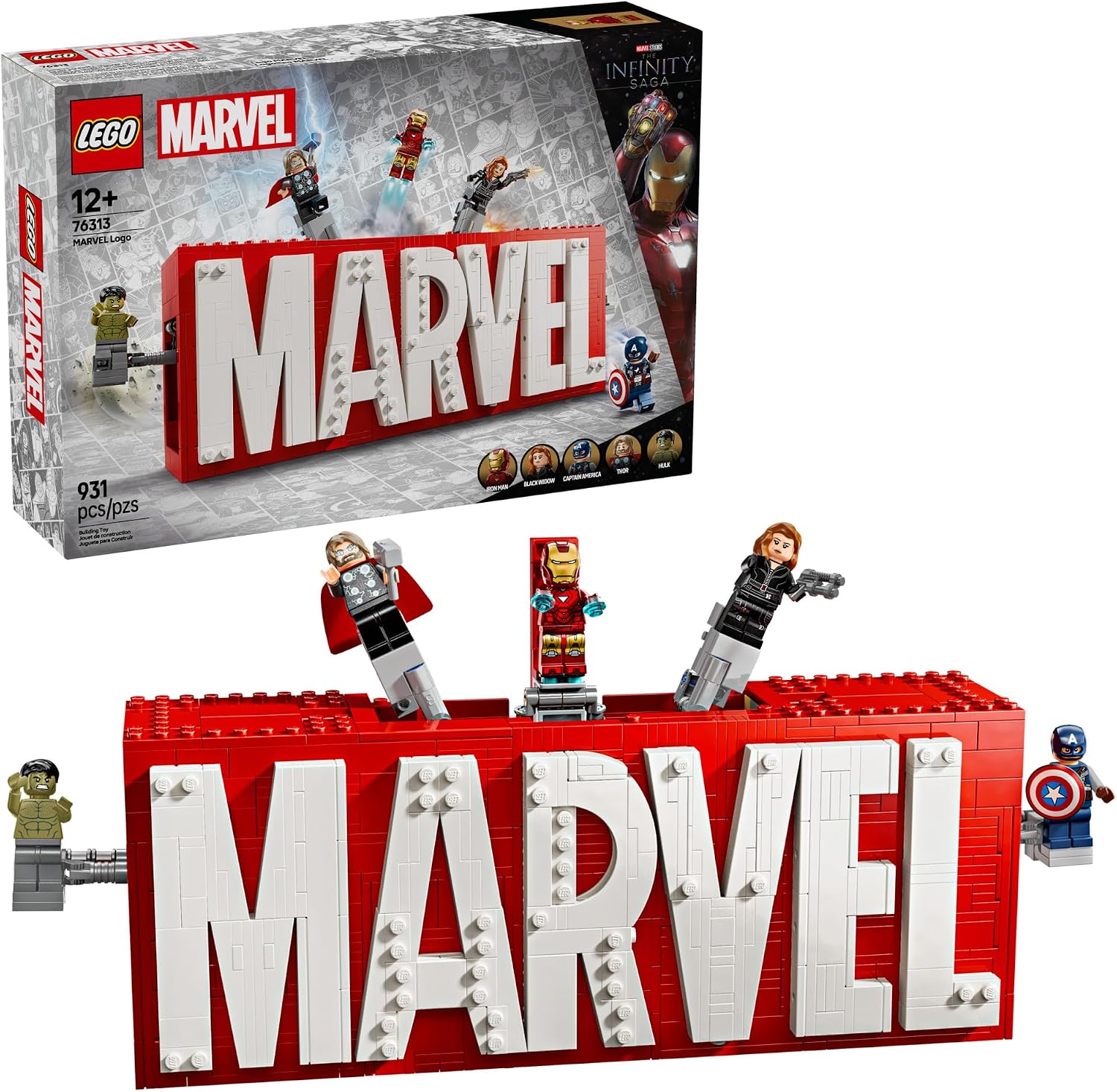 LEGO MARVEL: MARVEL - JUGUETE DE CONSTRUCCIÓN CON LOGOTIPO Y MINIFIGURAS SET COLECCIONABLE DE MARVEL PARA NIÑOS Y NIÑAS, - 1