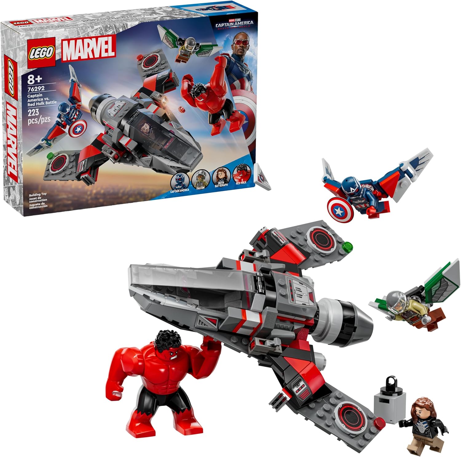 LEGO MARVEL - JUEGO DE CONSTRUCCIÓN DE BATALLA DE CAPITÁN AMÉRICA CONTRA RED HULK, JUGUETE DE LOS VENGADORES PARA NIÑOS, - 1