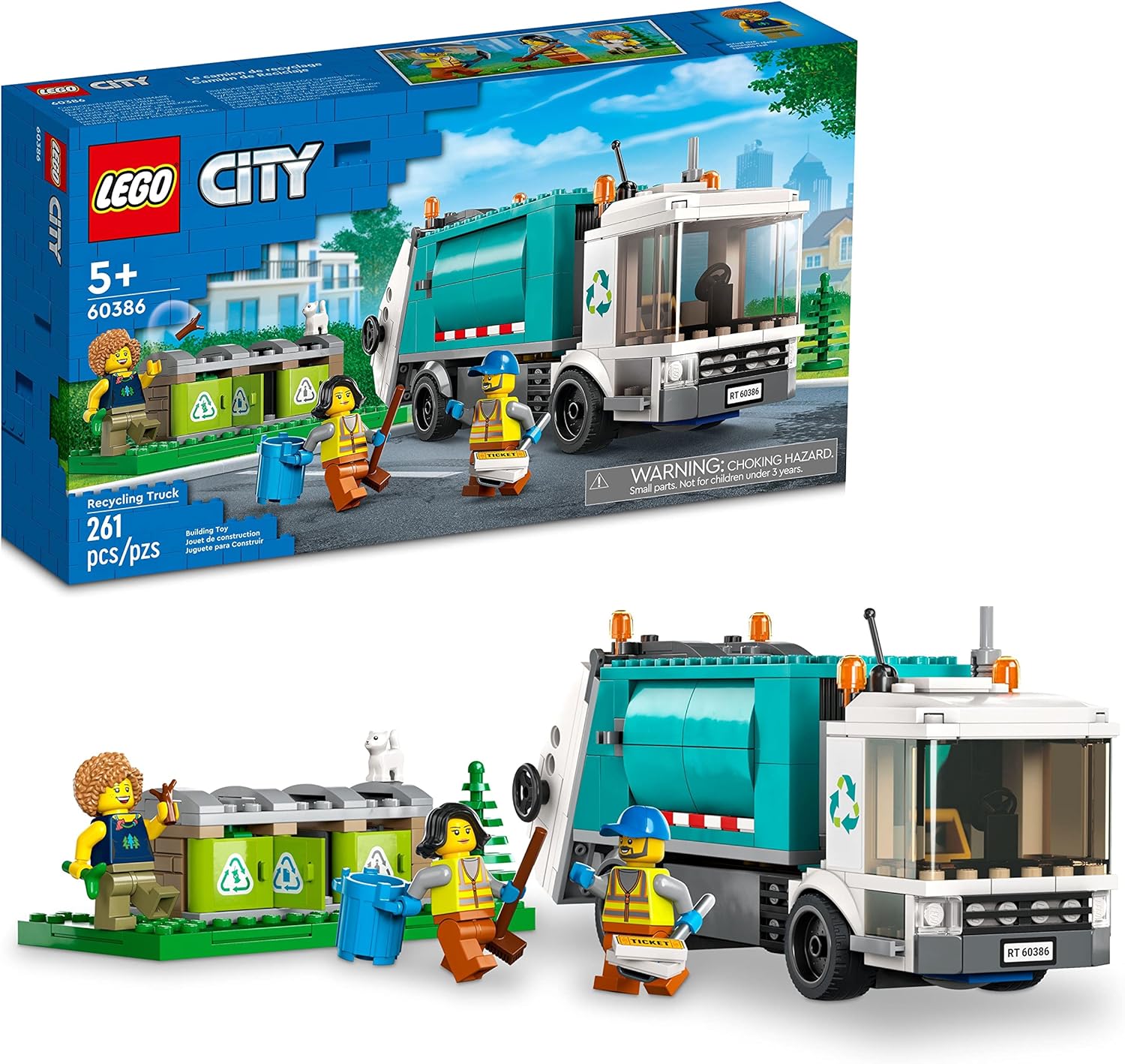 LEGO CITY CAMIÓN DE RECICLAJE, JUEGO DE VEHÍCULOS CON 3 CONTENEDORES DE CLASIFICACIÓN, IDEA DE REGALO PARA NIÑOS DE 5 AÑOS - 1