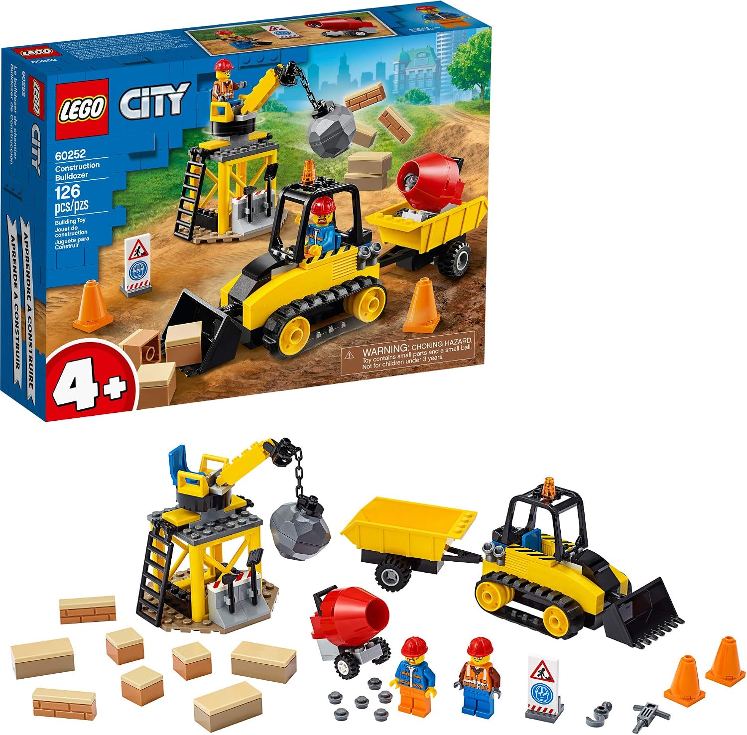 LEGO CITY CONSTRUCTION BULLDOZER 60252 - JUEGO DE CONSTRUCCIÓN DE JUGUETE PARA NIÑOS 126 PIEZAS - 1