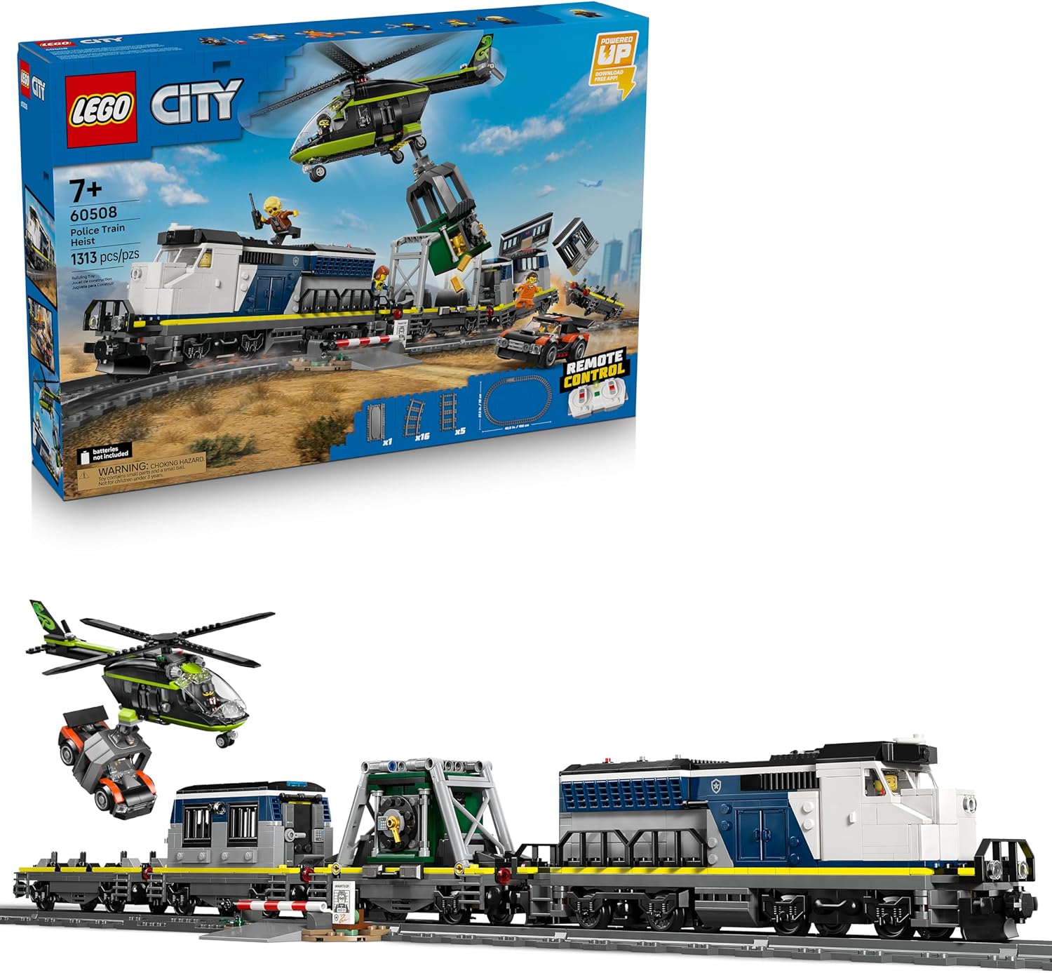 LEGO CITY POLICE TRAIN HEIST - JUEGO DE TREN CON JUGUETE DE COCHE DE POLICÍA PARA NIÑOS Y NIÑAS, A PARTIR DE 7 AÑOS, JUEGO - 1