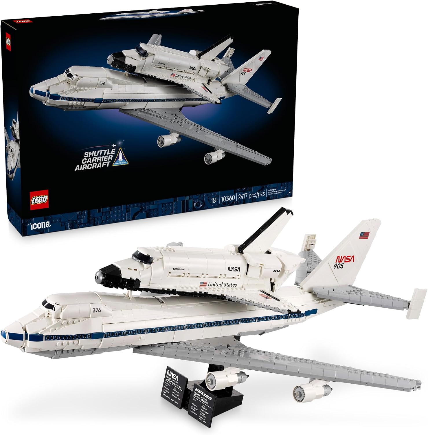 LEGO ICONS SHUTTLE CARRIER AIRCRAFT - JUEGO DE CONSTRUCCIÓN DE AVIONES PARA ADULTOS, MODELO DE NAVE ESPACIAL Y AVIÓN - 1