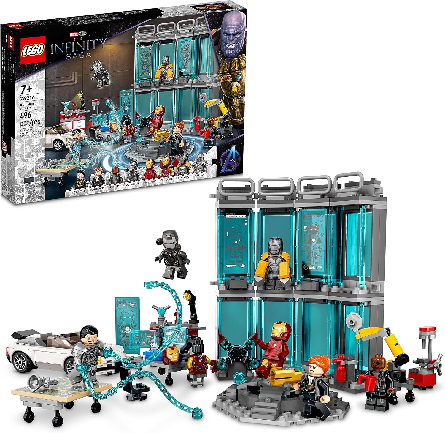 LEGO MARVEL IRON MAN ARMORY TOY BUILDING SET 76216, REGALO DE LOS VENGADORES PARA NIÑOS DE 7 AÑOS DE EDAD, NIÑOS Y NIÑAS, - 1