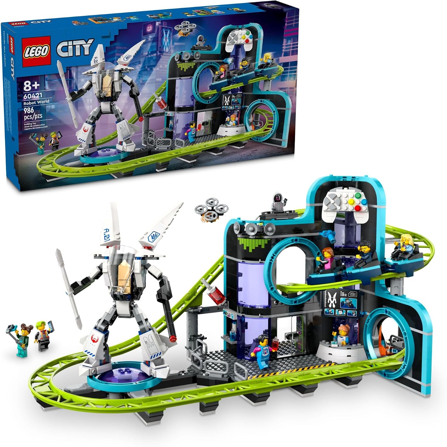 LEGO CITY ROBOT WORLD MONTAÑA RUSA SET DE CONSTRUCCIÓN - JUGUETE DE INGENIERÍA PARA NIÑOS CON TRAJE MECÁNICO ARTICULABLE - 1