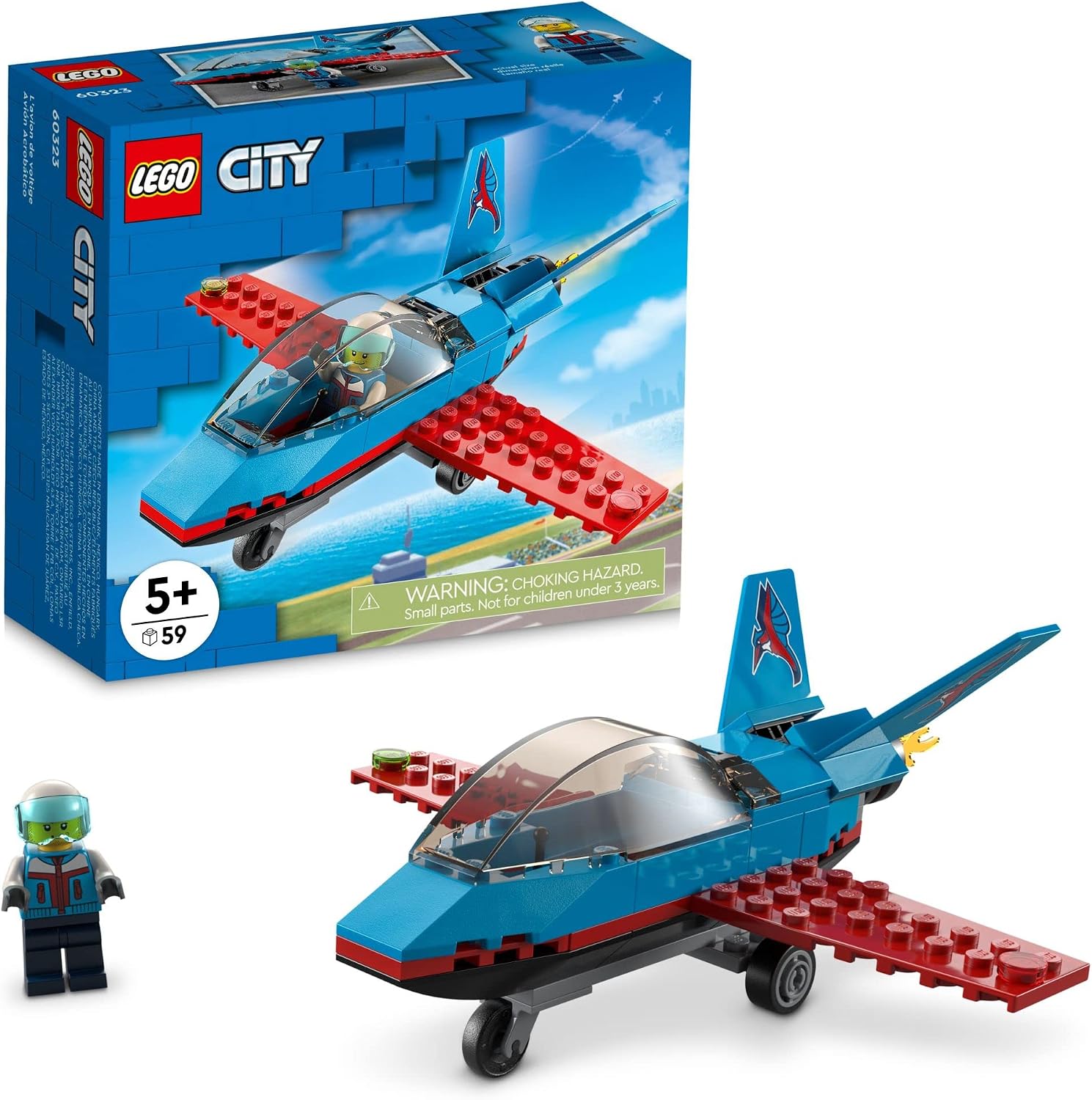 LEGO CITY GREAT VEHICLES STUNT PLANE 60323 JET AIRPLANE TOY - JUEGO DE CONSTRUCCIÓN 2022, REGALOS PARA NIÑOS, NIÑOS Y NIÑAS - 1