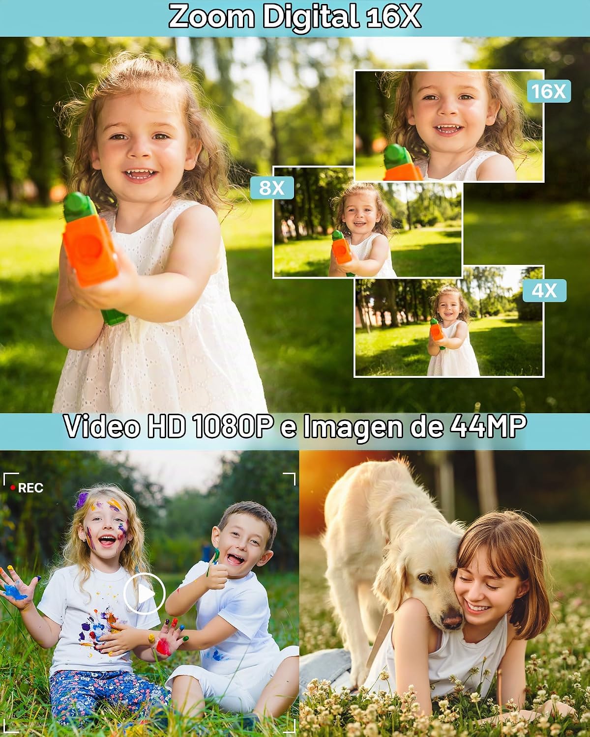 CÁMARA DIGITAL, LA ÚLTIMA CÁMARA DIGITAL FHD 1080P PARA ADOLESCENTES CON TARJETA SD, CÁMARAS ANTISACUDIDAS Y DISPAROS, - 2